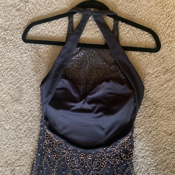 Xscape black beaded halter mermaid prom dress evening gown sz 2 - Picture 5 of 6